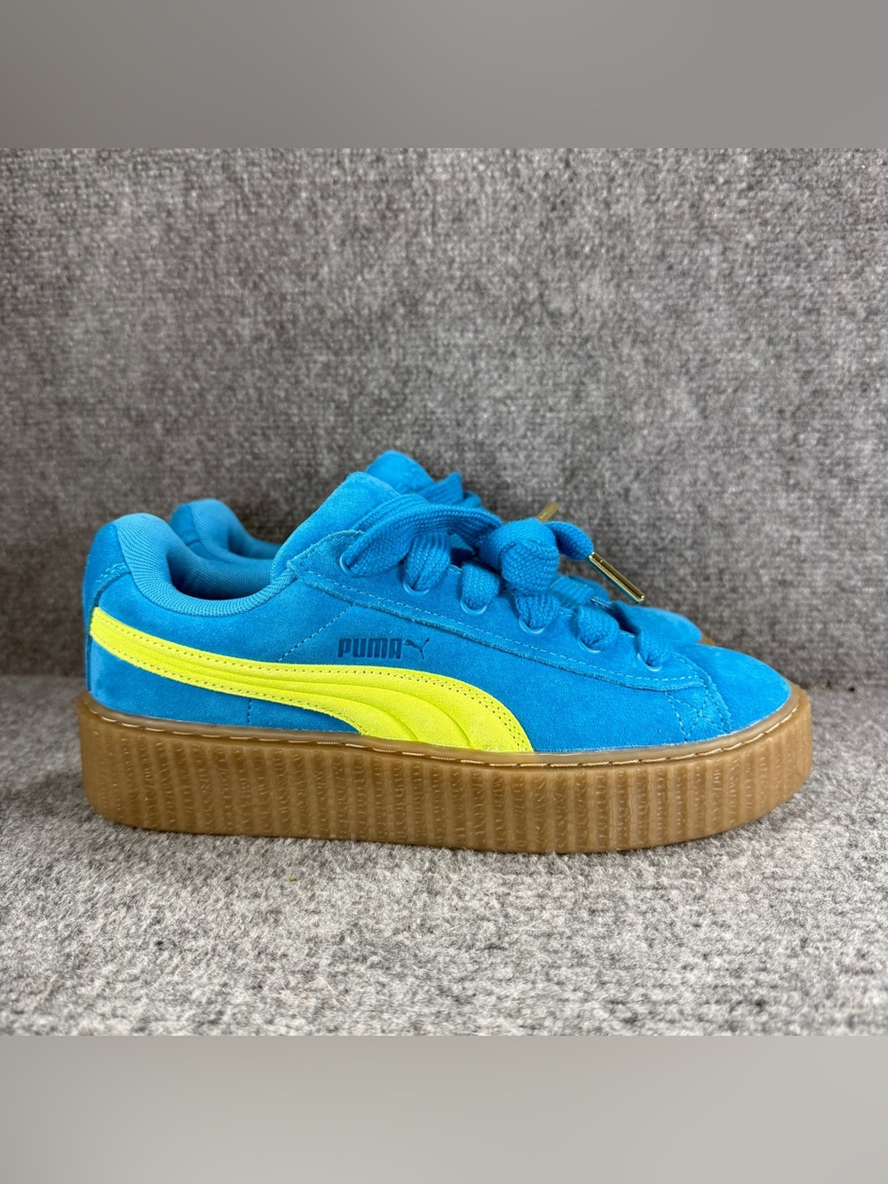 Puma Fenty Creeper Phatty Shoes Womens 8.5 Blue Green Suede Gum Sole